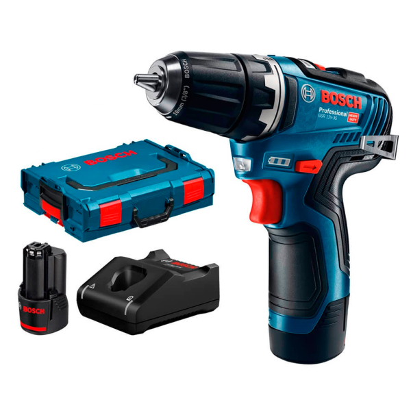 Акумуляторний шуруповерт Bosch GSR 12V-35, 2x12V 3.0Ah, з/п GAL 12V-40, в L-BOXX 102