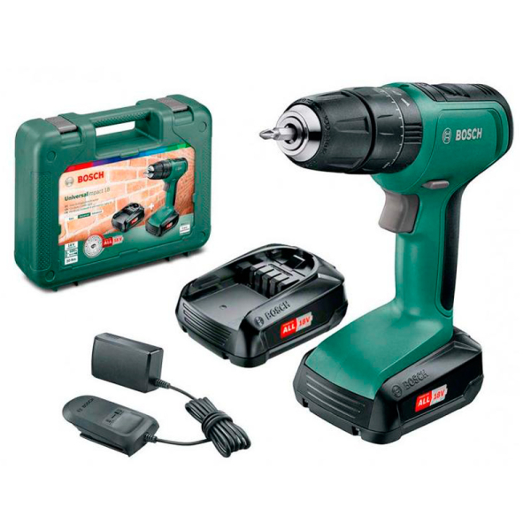 Аккумуляторный ударный шуруповерт Bosch UniversalImpact 18-2, 2x1.5 Ah, з/у, кейс
