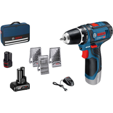 Акумуляторний шуруповерт Bosch GSR 12V-15, 1x2Ah, 1x4Ah, з/п, сумка + свердла