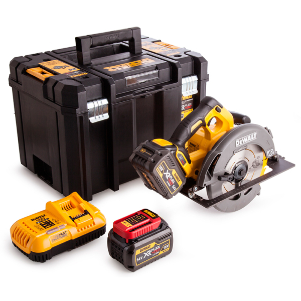 Аккумуляторная дисковая пила XR FlexVolt DeWalt DCS575T2, 1x2.0Ah, 1x6.0Ah, з/у, кейс