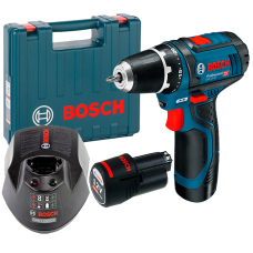 Аккумуляторный шуруповерт Bosch GSR 12V-15 Professional, 2x2.0Ah, з/у, кейс