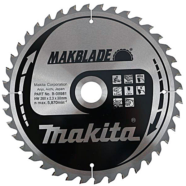 Пиляльний диск Makita MAKBlade 260x30 мм 40T