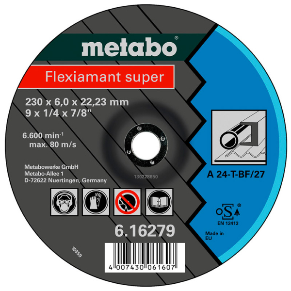 Круг зачисний Metabo Flexiamant Super по сталі, 180x6x22,23 мм
