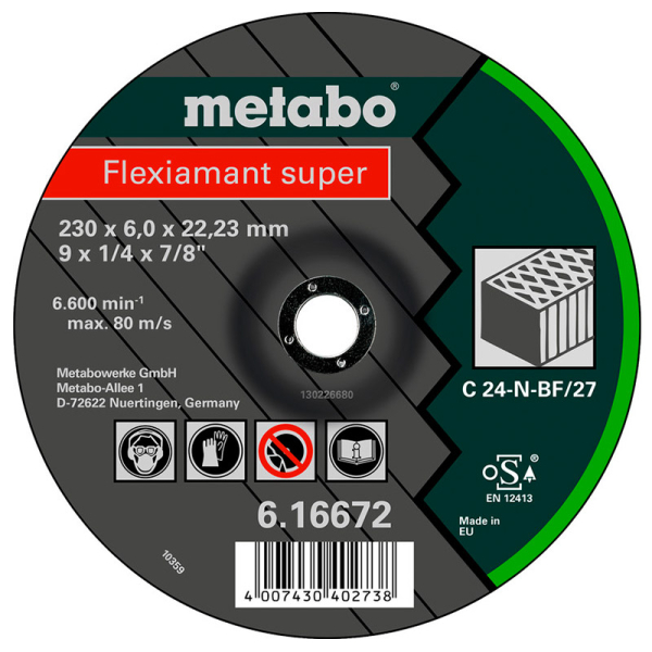 Круг зачисний Metabo Flexiamant Super по каменю, 230x6x22,23 мм