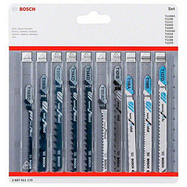 Набор пильных полотен Bosch Wood+Metal, 10 шт