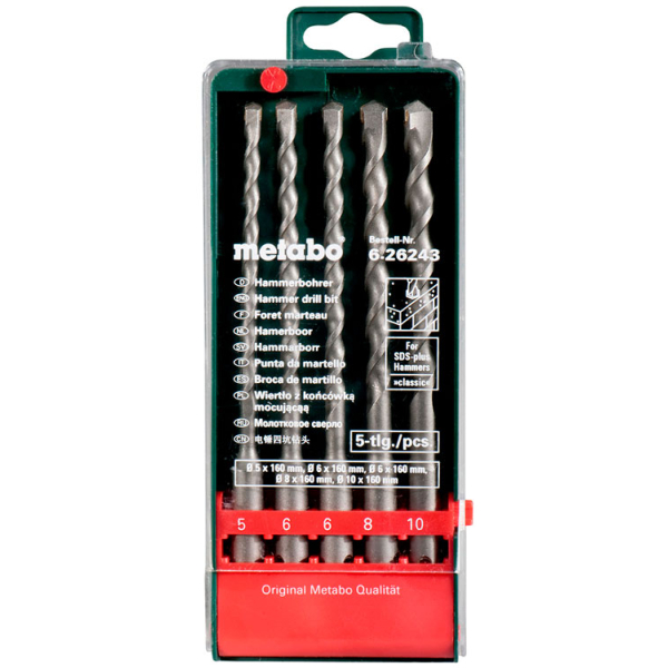 Набор буров Metabo SDS-Plus Classic, 5 шт