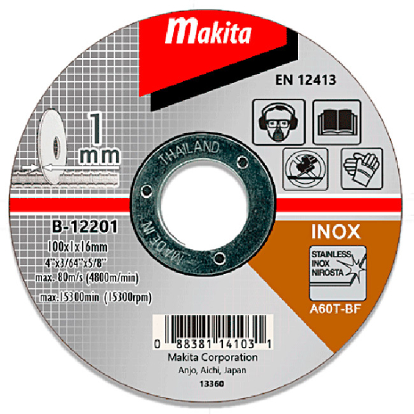 Отрезной круг Makita A60T по стали, 100х1 мм, плоский