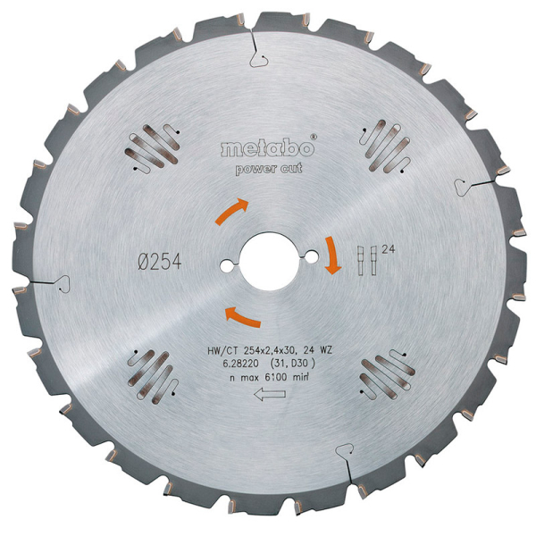 Пильный диск Metabo HW/CT, 250x2,8х30 мм, 24 WZ 25°