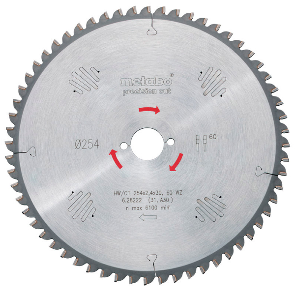 Пильный диск Metabo HW/CT, 230x2,6х30 мм, 56 WZ 15°