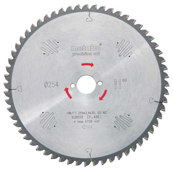 Пильный диск Metabo HW/CT, 250x2,8х30 мм, 34 WZ 15°