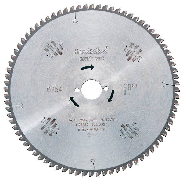 Пильный диск Metabo HW/CT, 250x2,8х30 мм, 80 FZ/TZ 5°