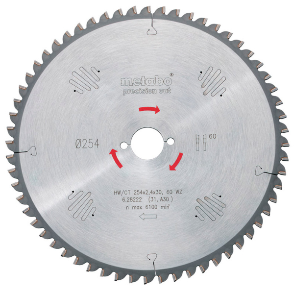 Пильный диск Metabo HW/CT, 305x2,4х30 мм, 60 WZ 5°