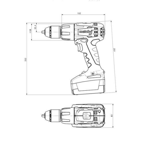 Аккумуляторный ударный шуруповерт Metabo SB 18 LT Compact, 2x2.0Ah, з/у ASC 55, кейс