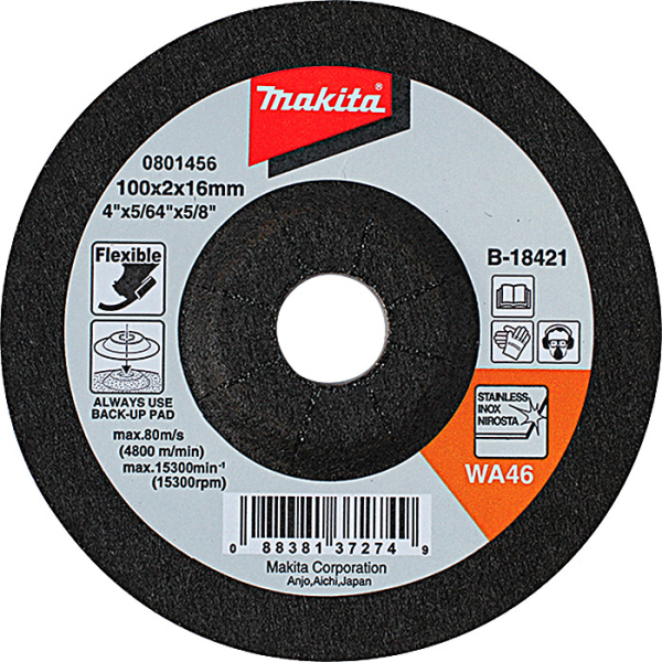 Шлифкруг Makita WA60, 100x16x2 мм, по нержавейке