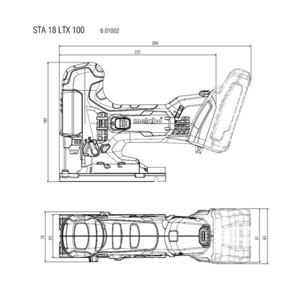 Аккумуляторный лобзик Metabo STA 18 LTX 100, каркас