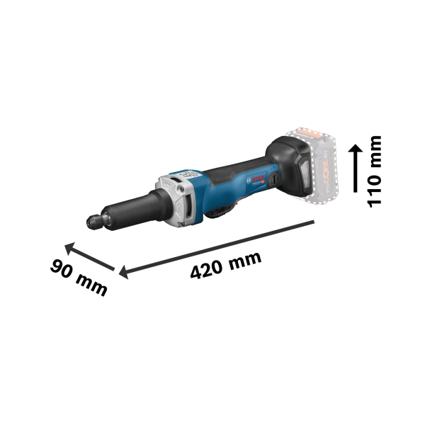 Акумуляторна пряма шліфмашина Bosch GGS 18V-23 PLC Professional, каркас