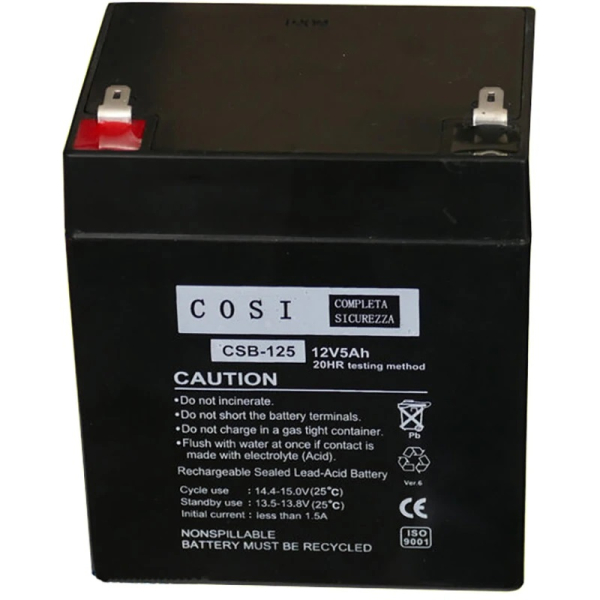 Акумуляторна батарея Cosi CSB-125 12V 5 Ah AGM VRLA, Terminal T1 (4.75 мм)