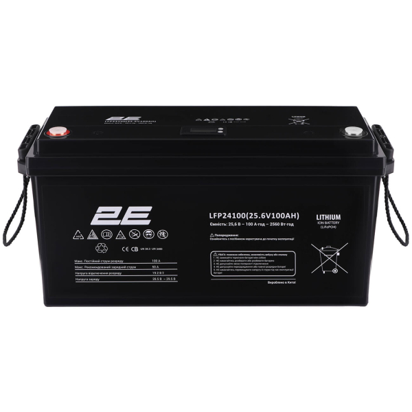 Акумуляторна батарея 2E LFP24, 24 V, 100 Ah, LCD 8S