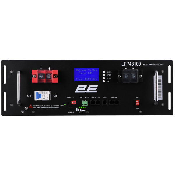 Акумуляторна батарея 2E LFP48, 48 V, 100 Ah, 19" LCD 16S