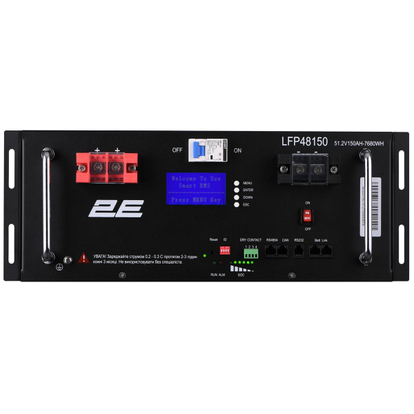 Акумуляторна батарея 2E LFP48, 48 V, 150 Ah, 19" LCD 16S
