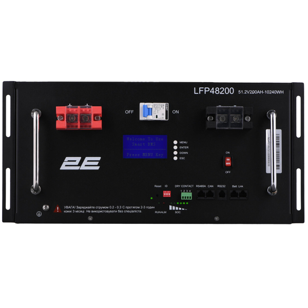 Акумуляторна батарея 2E LFP48, 48 V, 200 Ah, 19" LCD 16S