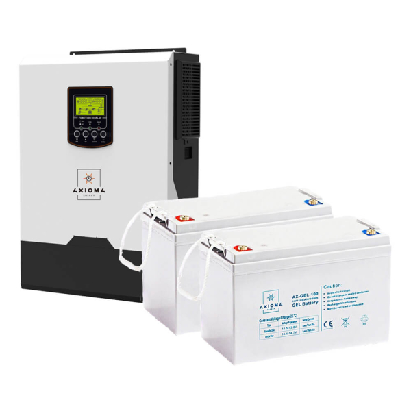Комплект бесперебойного питания Axioma Energy гибридный ИБП инвертор ISMPPT BF 2500, 2500ВА (2500Вт) + 2 АКБ AX-GEL-100, 12В 100 Ah