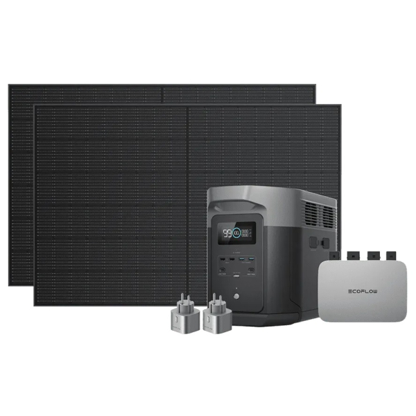 Комплект энергонезависимости EcoFlow PowerStream из инвертора 600 Вт, 2х400W Solar Panel, DELTA Max 2000 и 2 смарт розеток