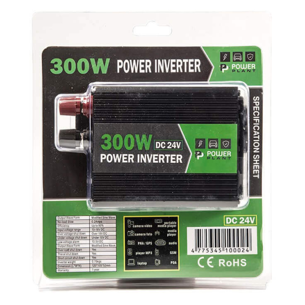 Інвертор автомобільний PowerPlant HYM300-242, 24V