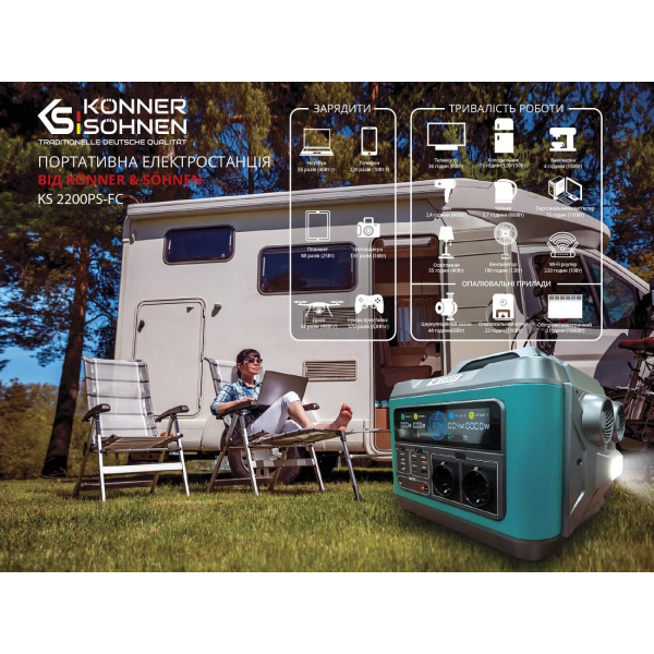 Зарядная станция Konner&Sohnen KS 2200PS-FC, 2220 Вт/час, 2200 Вт