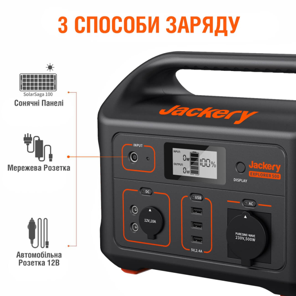 Зарядна станція Jackery Explorer 500 EU, 518 Вт/год, 500 Вт