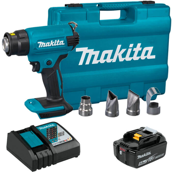 Аккумуляторный технический фен Makita DHG 180 RT, 1x5.0Ah, з/у, кейс