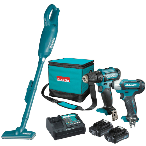 Набор дрель Makita DF333, гайковерт Makita CLX224SA, пылесос Makita CL106FDZ, 2х2.0Ah, з/у