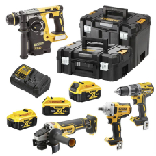 Набор из четырех аккумуляторных инструментов DeWALT DCK422P3T, 3x5.0 Ah, з/у, 2 кейса