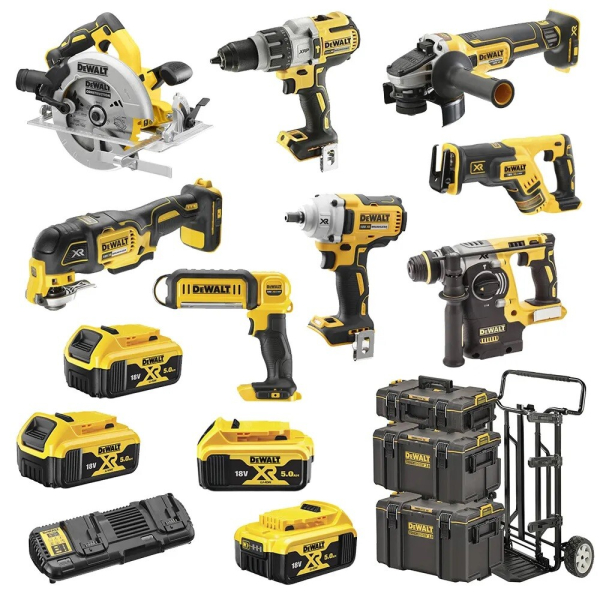 Набор из восьми инструментов DeWALT DCK856P4, 4х5.0Ah, з/у, Tough System