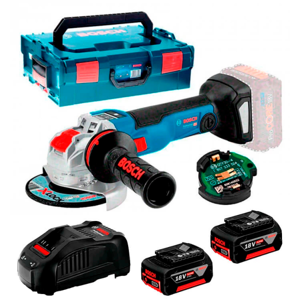 Акумуляторна болгарка Bosch Professional GWX 18V-10 SC, 2xGBA 18V 5.0Ah, з/п GAL 1880 CV, в L-Boxx 136, з Bluetooth модулем GCY 30-4