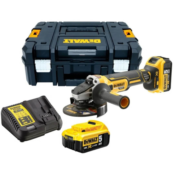 Акумуляторна болгарка DeWalt DCG405P2, 2x5.0 Ah, з/п, кейс TSTAK