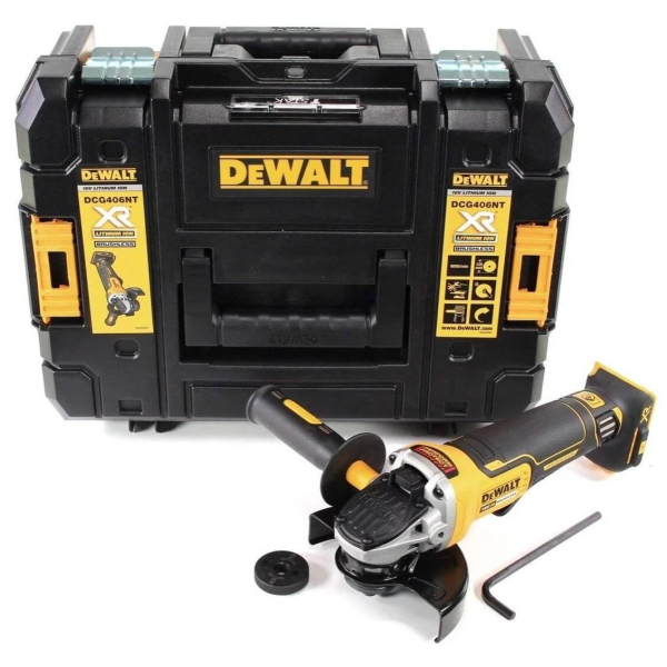 Аккумуляторная болгарка DeWalt DCG406NT, каркас в кейсе
