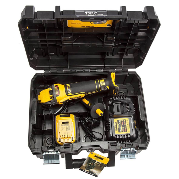 Аккумуляторная болгарка DeWalt DCG409T1, каркас в кейсе