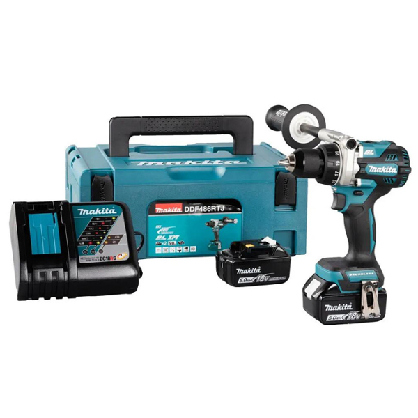 Акумуляторний дриль-шуруповерт Makita DDF486RTJ, LXT, 2x5.0 Аh, DC18RC, Makpac