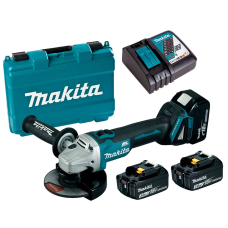 Аккумуляторная болгарка Makita DGA 504 RFE 3, 3xBL1830B, з/у, в кейсе