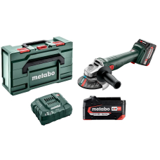 Акумуляторна кутова шліфмашина Metabo W 18 L 9-125 Q, 2x5.2Ah, з/п, в кейсі