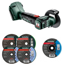 Аккумуляторная болгарка Metabo CC 18 LTX BL, каркас с набором дисков