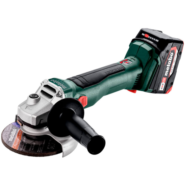Акумуляторна болгарка Metabo W 18 L BL 9-125, 2x4.0 Ah, ASC 55, в MetaBox 165 L