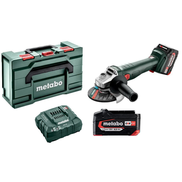 Аккумуляторная угловая шлифмашина Metabo W 18 L 9-125, 2x4.0Ah, з/у, в metaBOX 165 L
