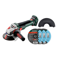 Акумуляторна кутова шліфувальна машина Metabo WB 18 LTX BL 15-125 Quick, каркас з 3 кругами Novorapid Inox