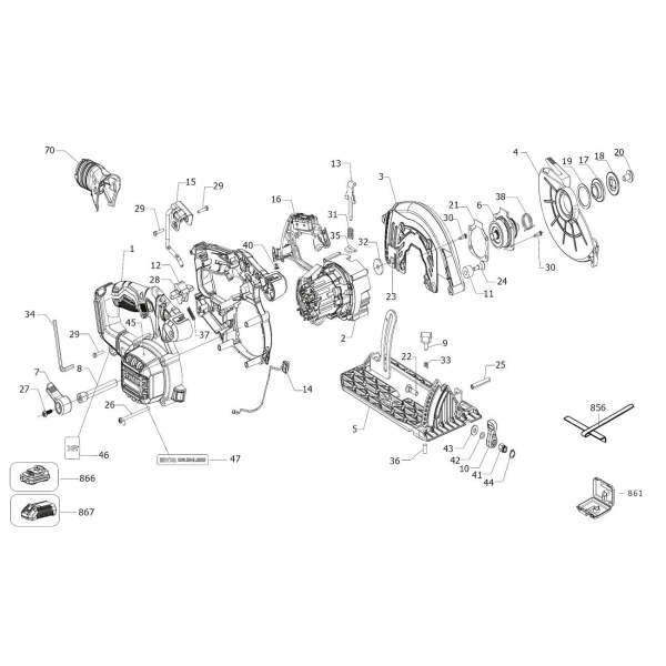 Аккумуляторная дисковая пила DeWalt DCS565P2, 2x5.0Ah, з/у, кейс