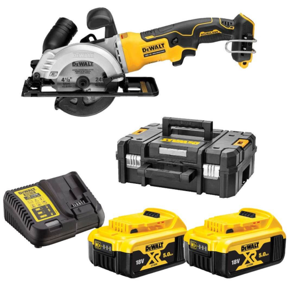Аккумуляторная дисковая пила DeWalt DCS571P2, 2x5.0Ah, з/у, кейс
