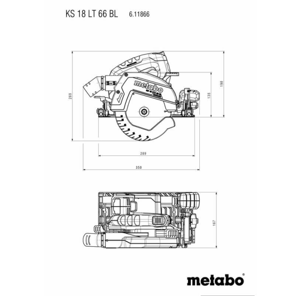 Акумуляторна дискова пила Metabo KS 18 LTX 66 BL, каркас