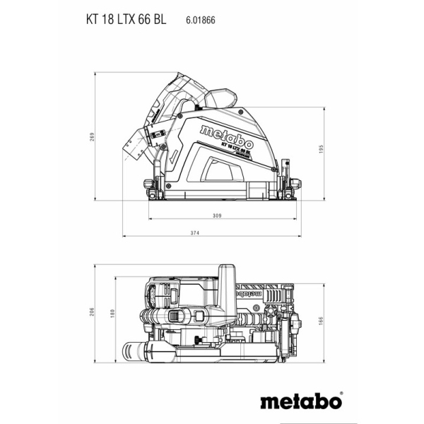 Аккумуляторная дисковая пила Metabo KT 18 LTX 66 BL, в кейсе