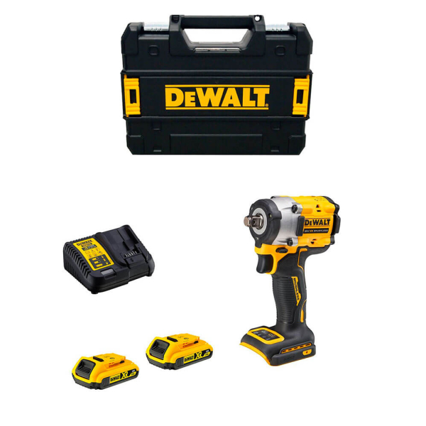 Аккумуляторный ударный гайковерт DeWALT DCF921D2T, 2 акб на 18 В Li-Ion XR по 2.0 Ah, з/у, кейс